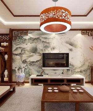 2023客厅电视背景墙面装饰现代中式图片