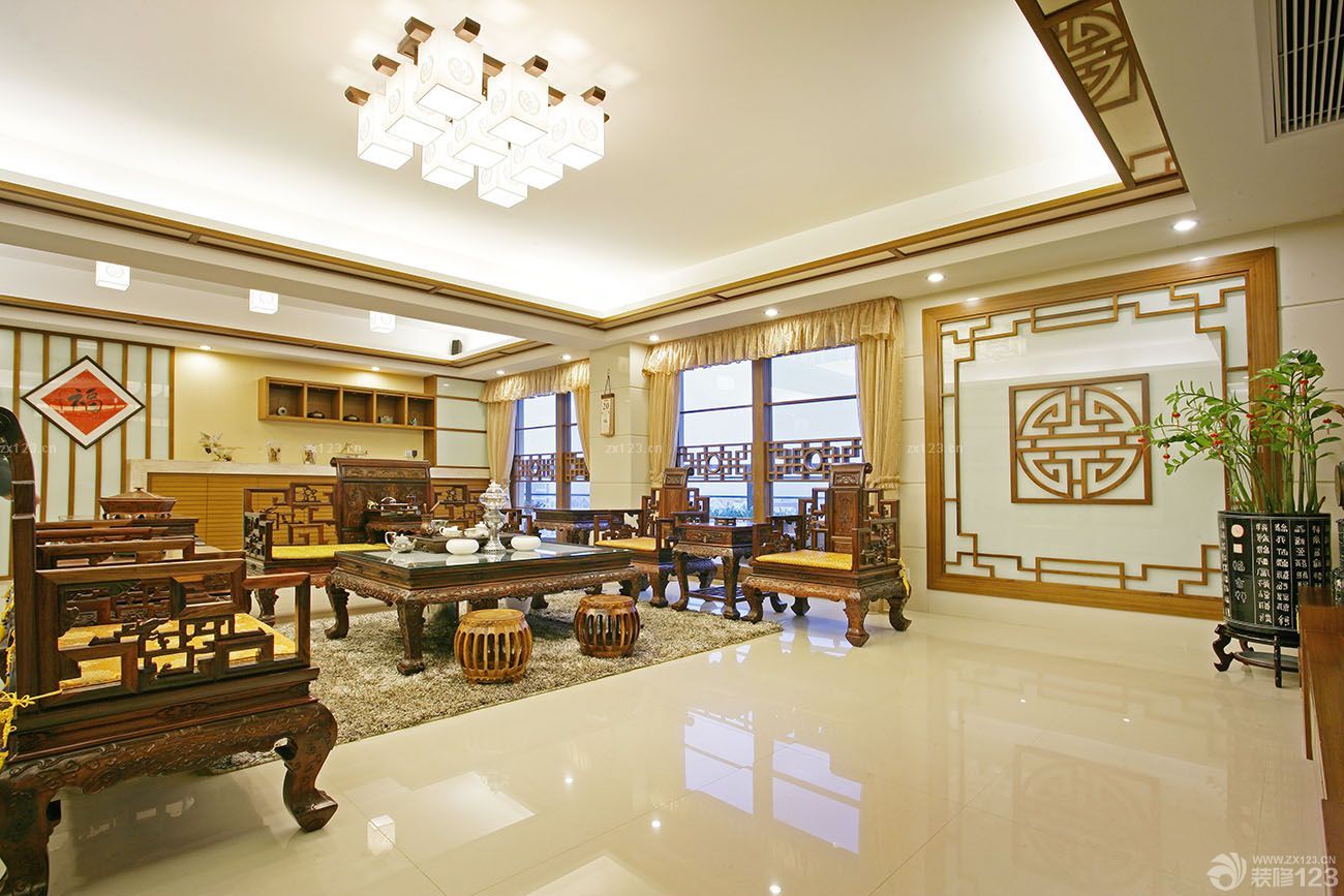 室内窗户护栏中式混搭装修效果图