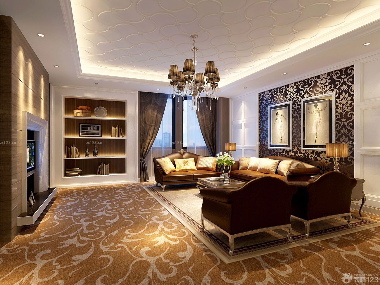 欧式新古典风格室内窗户护栏装修效果图