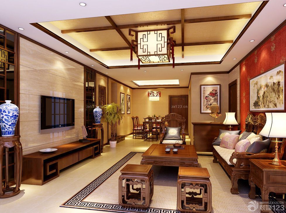 别墅家装客厅吊顶效果图大全2025