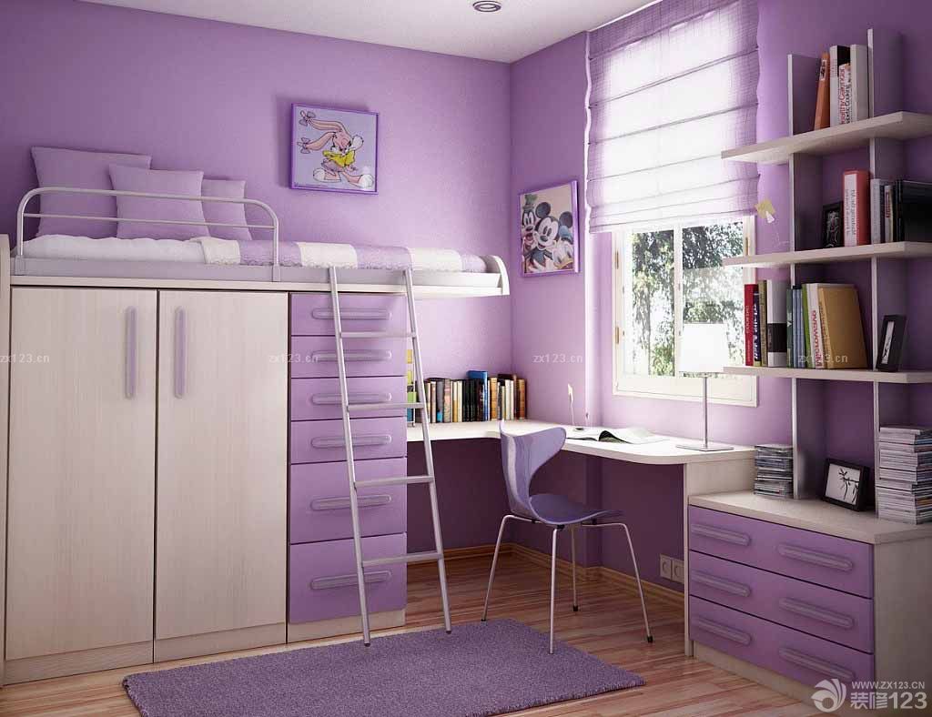 小户型卧室转角电脑桌书柜衣柜组合设计效果图