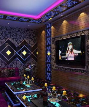 2025最新ktv小包间电视背景墙装修效果图片 