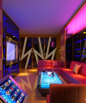 现代时尚简约风格ktv电视背景墙装修效果图2025图片