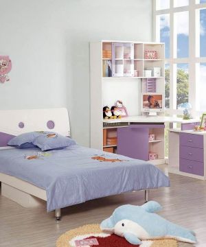 小空间儿童房卧室转角电脑桌书柜衣柜组合装修图片