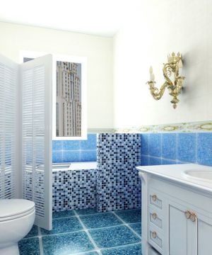 地中海风格家装淋浴房间马赛克效果图