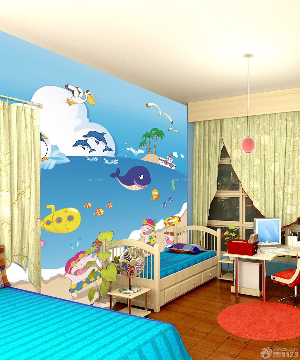 家居儿童房室内墙绘设计效果图片