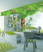 现代田园风格儿童房墙绘装修图片