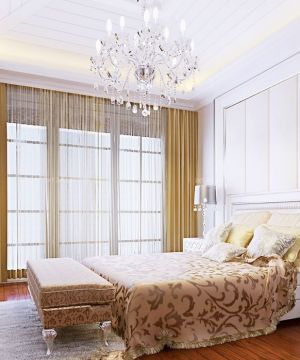 2023欧式卧室最新黄色窗帘装修效果图片