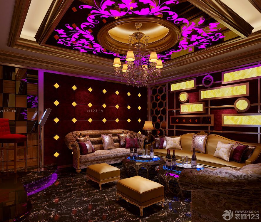 2025最新ktv包厢设计吊灯装修效果图片