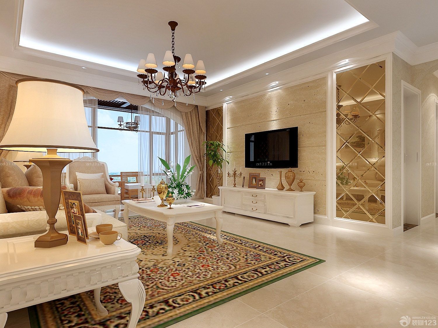 别墅客厅电视背景墙效果图2025简约欧式装修