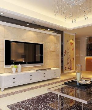 小户型别墅客厅电视背景墙装修效果图2025简约