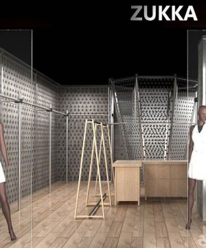 女装专卖店挂衣架装修效果图片2025