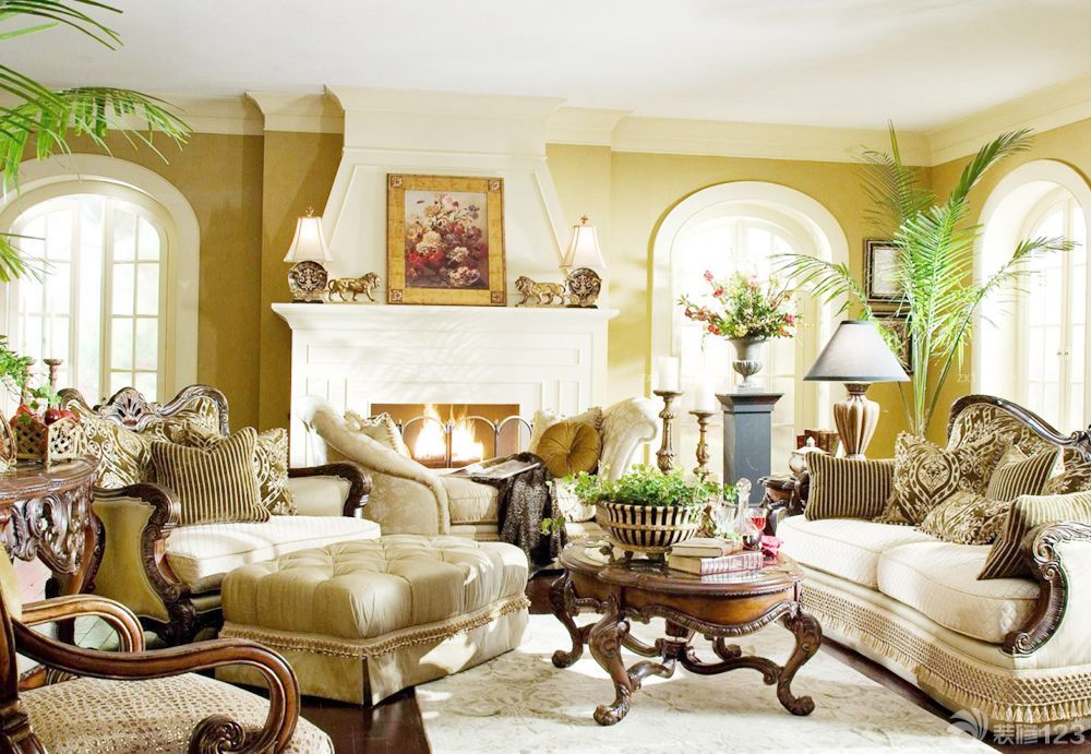 美式风格家庭客厅装修效果图大全2023图片