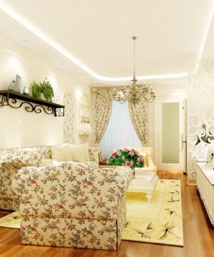 2023韩式客厅布艺沙发装修效果图片