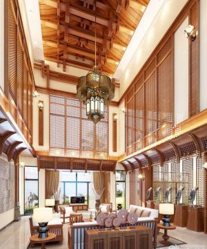 中式别墅客厅地砖装修效果图大全2025图片