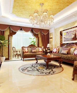 美式别墅客厅地砖装修效果图大全2025图片
