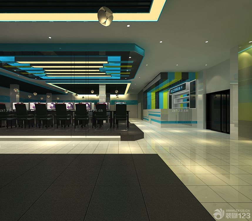 网吧设计方案室内吊顶造型装修效果图片2025