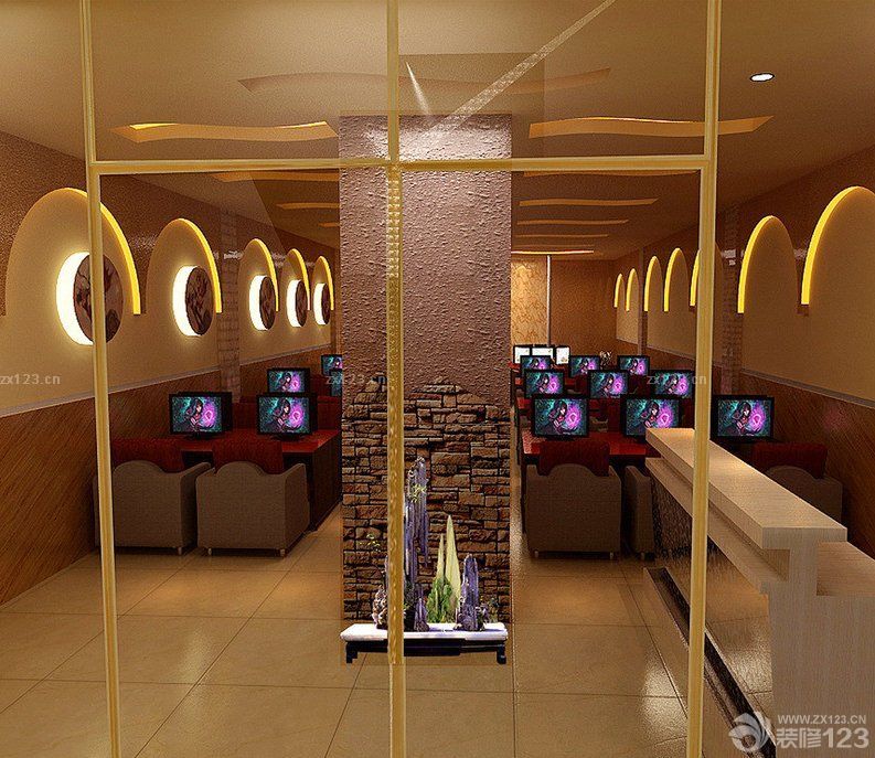 最新网吧室内地板砖装修图片2025