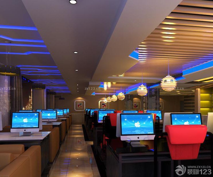 网吧过道吊顶装修设计效果图片2025