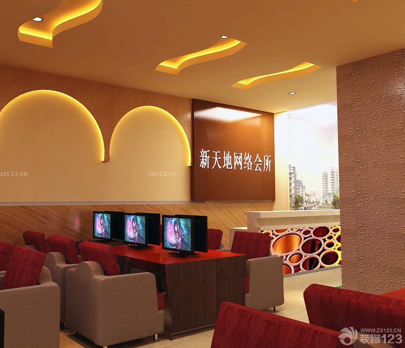 现代风格网吧室内装修设计图片2025