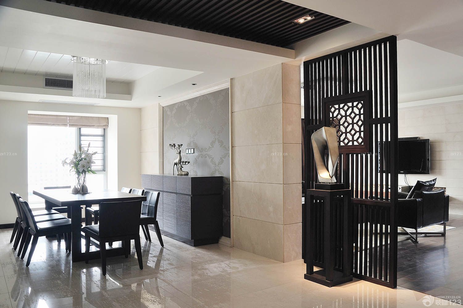 现代中式家装隔断装修效果图大全2025图片