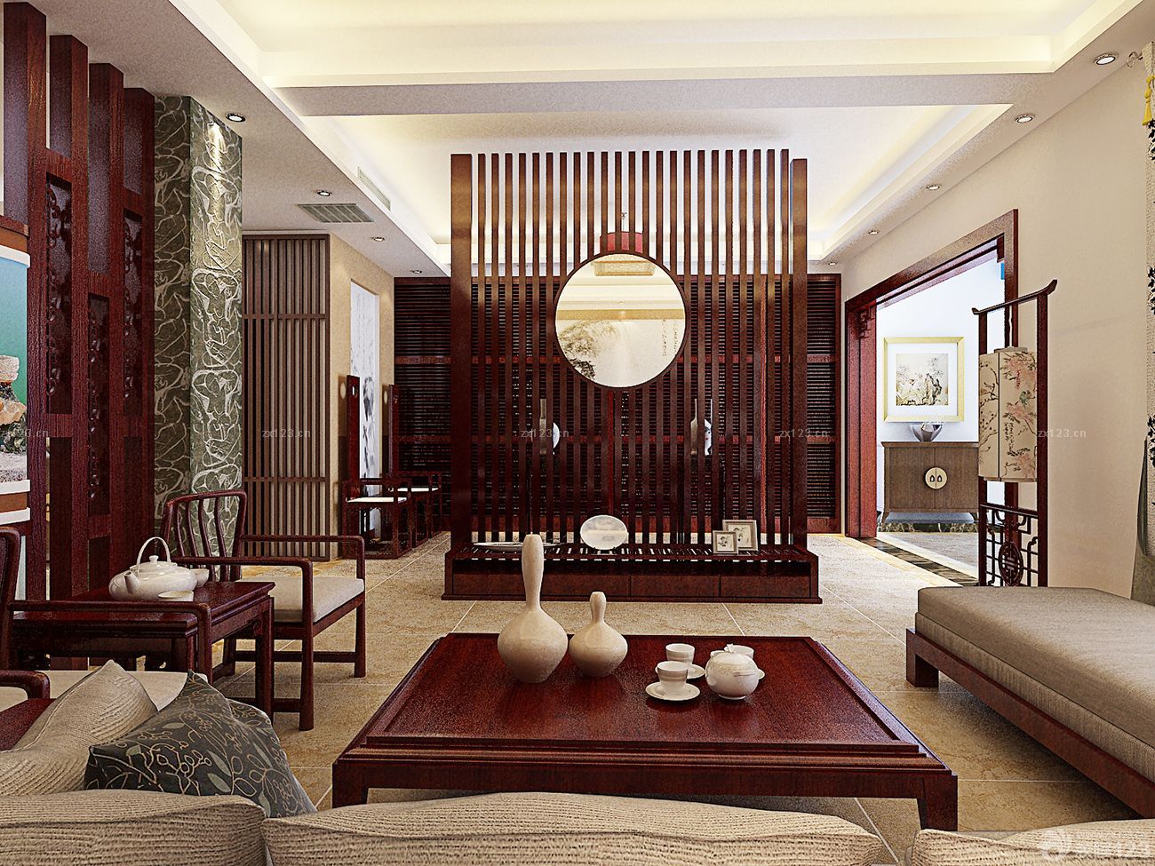 新中式客厅隔断装修效果图大全2025图片