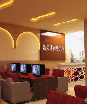 现代风格网吧室内装修设计图片2025