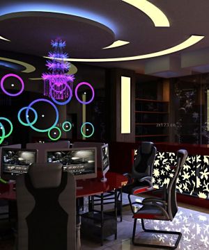 网吧室内背景墙装修设计图片大全2025