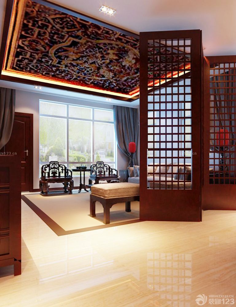 简约中式风格客厅屏风装修效果图大全2025图片