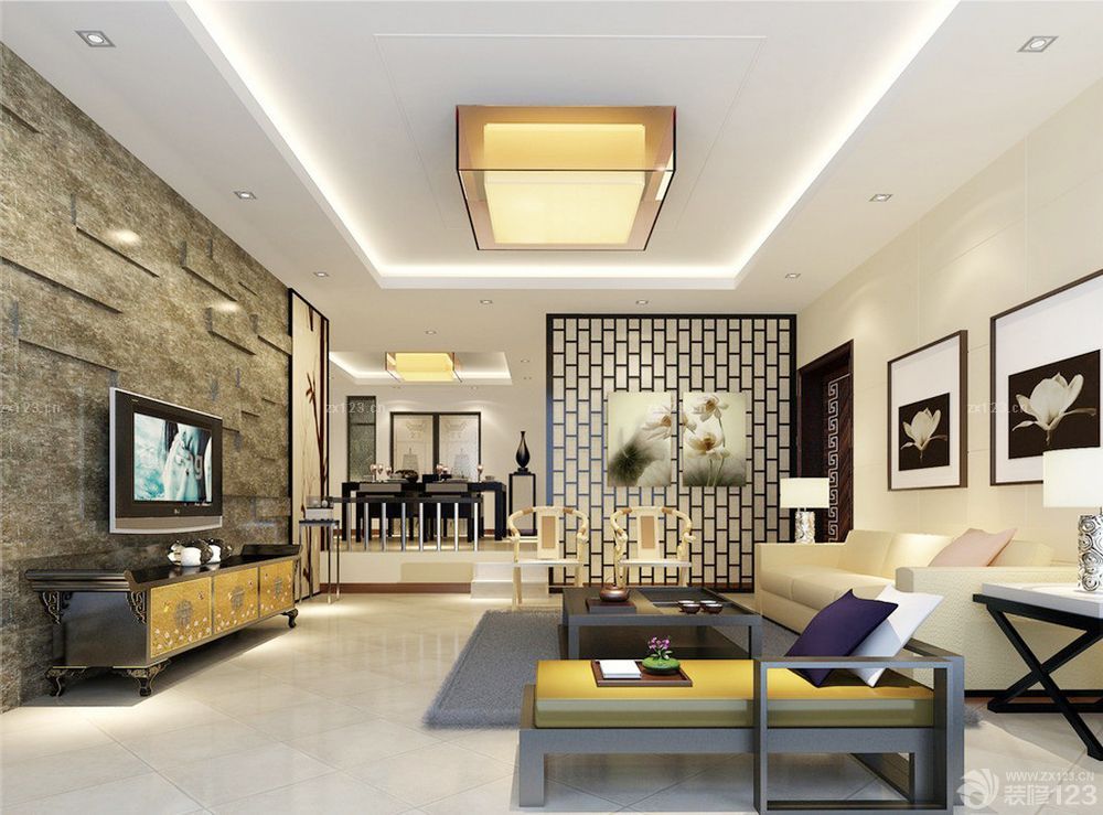 简约别墅设计客厅屏风装修效果图大全2025图片