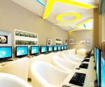 现代风格网吧室内电脑桌椅设计图2025图片