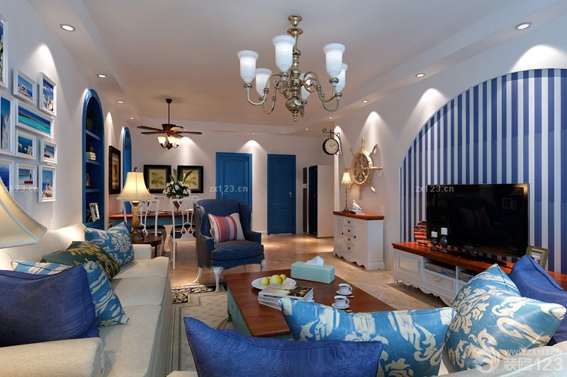 地中海风格客厅设计装修效果图片