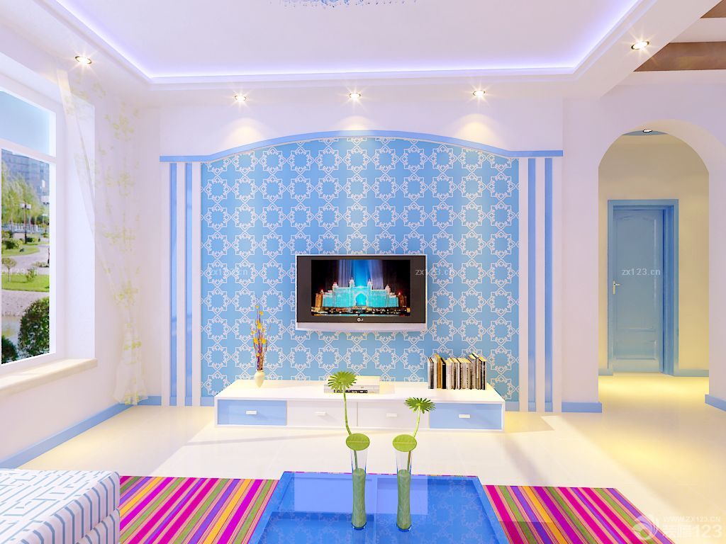 农村客厅电视背景墙壁纸装修效果图大全2025图片