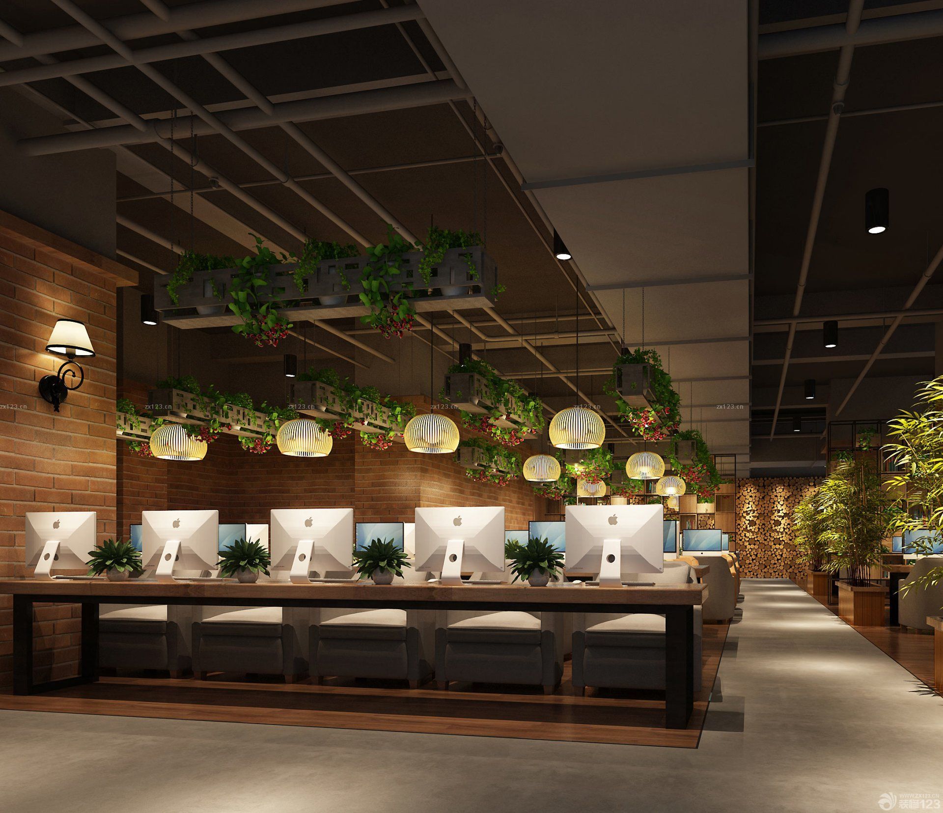 2025最新网吧室内吊顶设计装修效果图大全