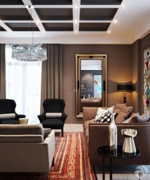 现代时尚客厅吊顶装修效果图2025