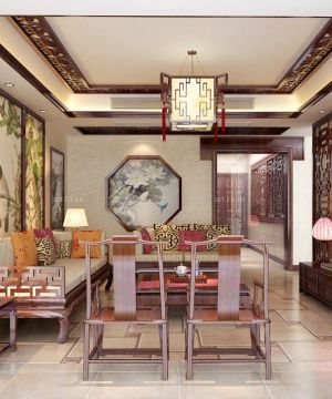 客厅沙发背景墙装饰装修效果图大全2023图片中式