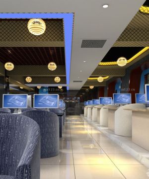 现代设计网吧室内沙发椅摆放图片大全2025