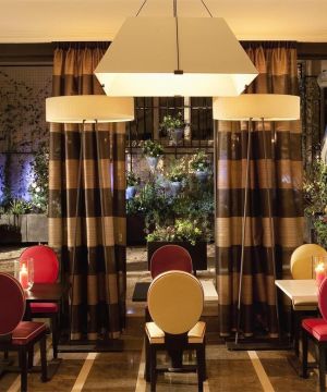 传统欧式酒吧条纹窗帘装修效果图片欣赏