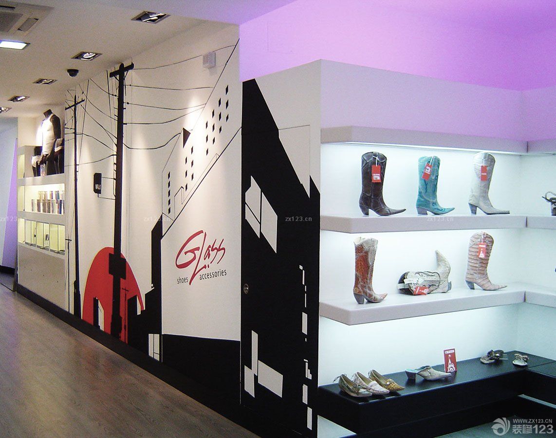 2025鞋店拐角鞋柜装修效果图大全