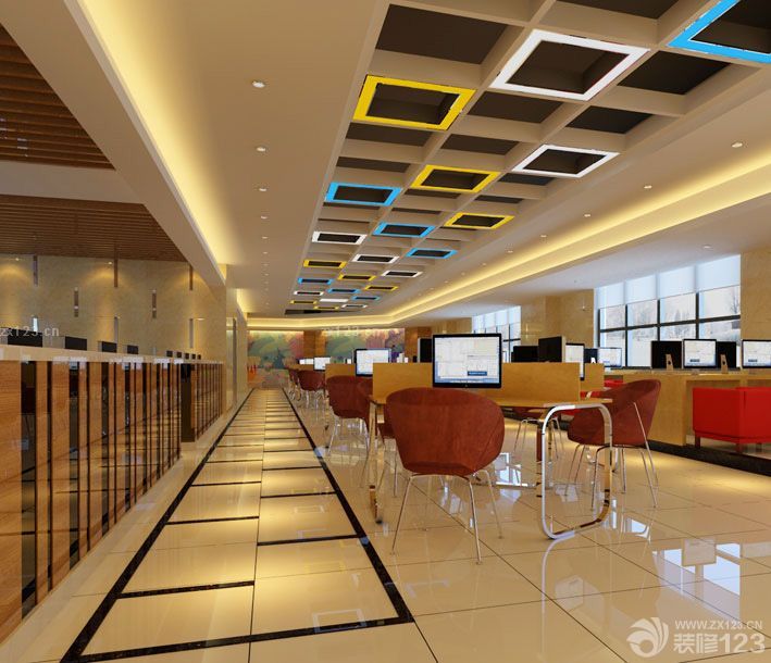 高档网吧室内吊顶装修效果图片2025