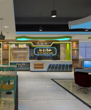 豪华网吧接待台装修效果图2025图片