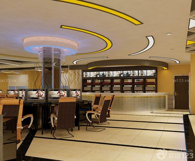 2025现代风格网吧室内设计效果图