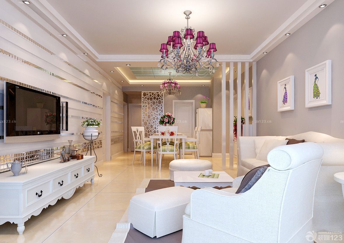 简欧小户型客厅装饰灯装修效果图片 