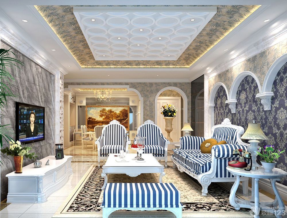 美式简约风格客厅装饰灯装修效果图片