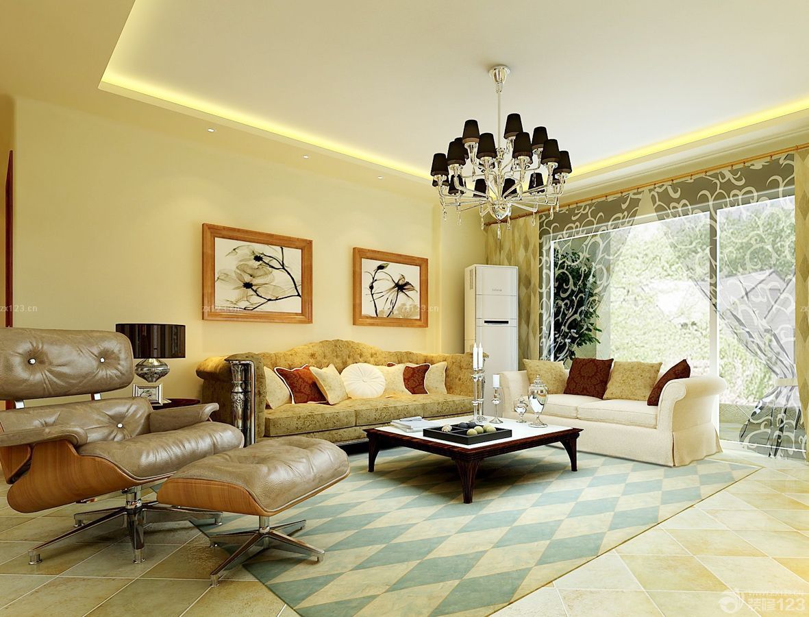 2025欧美客厅装饰画装修效果图片