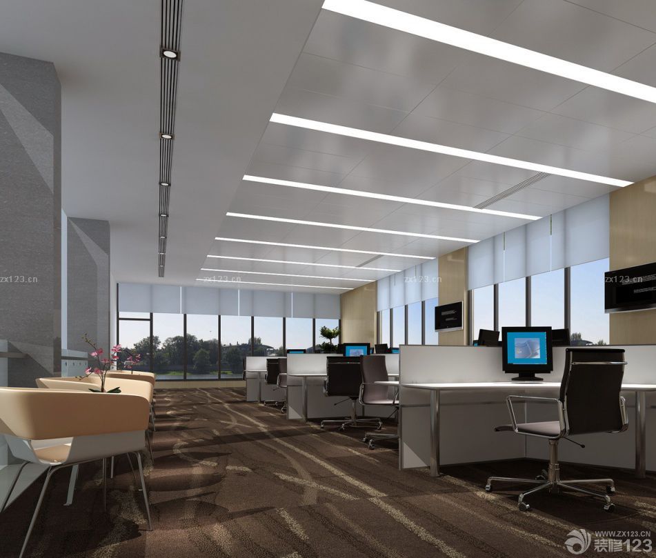现代写字楼吊顶设计装修效果图片2025
