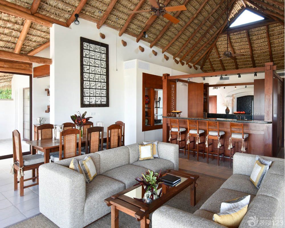 一层别墅客厅酒吧台装修效果图