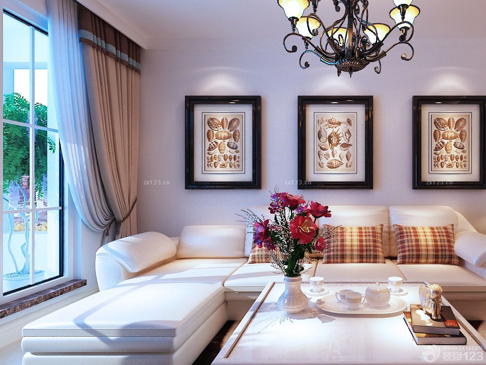 房子客厅布艺窗帘装修图片大全