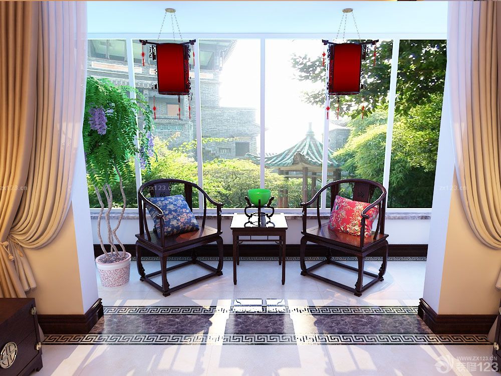 中式风格阳台设计装修图片
