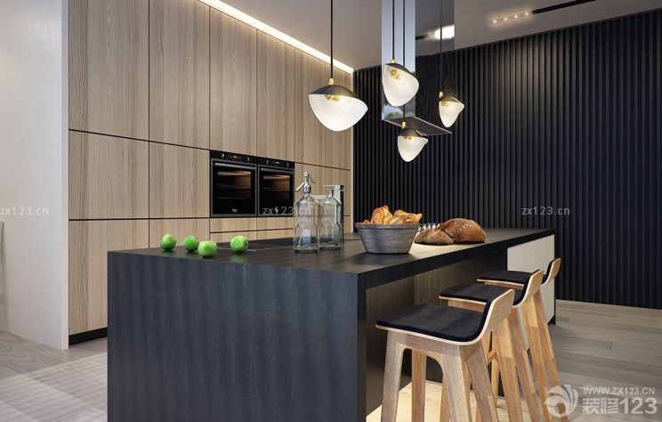 现代时尚黑白餐厅装修设计效果图